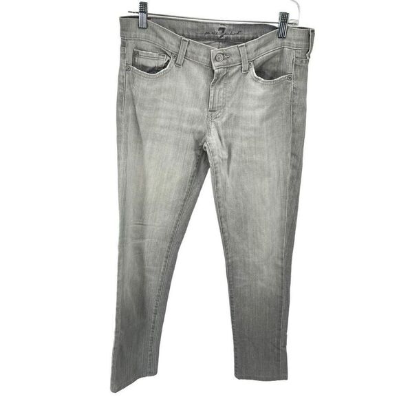 7 for all Mankind Womens Skinny Jeans 5 Pocket Cotton Blend Mid Rise Gray 29 - Picture 1 of 12